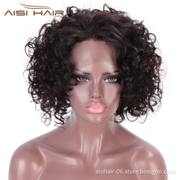 Aisi Hair Lace Front Human Hair Short Wavy Bob Wigs Brazilian  Kinky Afro Curly Frontal Natural Black Wigs for Black Women